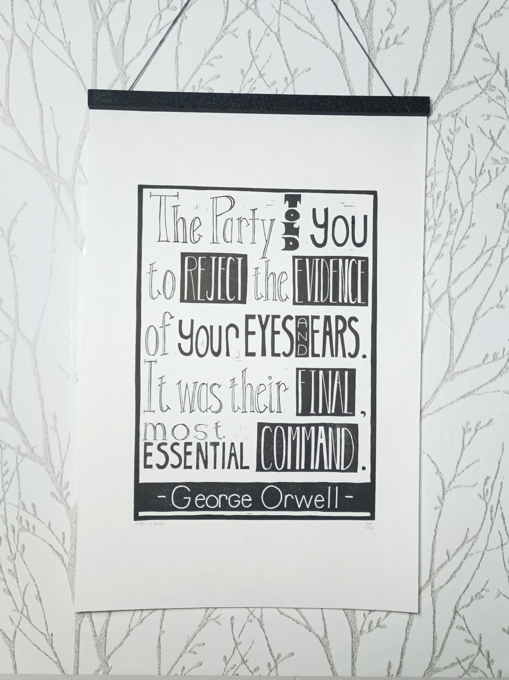 Framed quote by George Orwell on a white background with black text