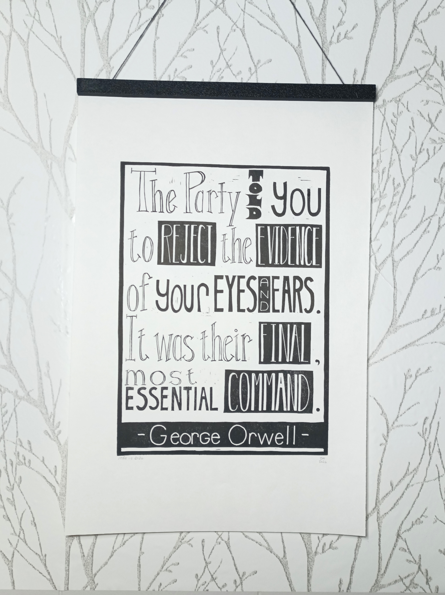 Framed quote by George Orwell on a white background with black text